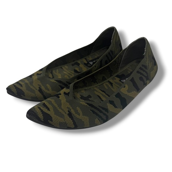 Steven By Steve Madden Shoes - Steven by Steve Madden Rosy Flats Women 10 Green Camo Knit Pointed Toe Shoes